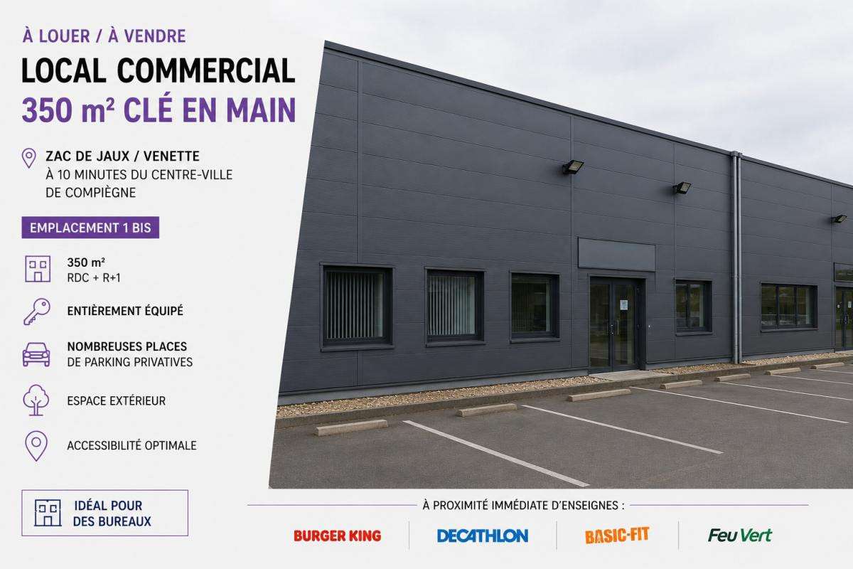 Vente local professionnel de 350m² secteur Jaux