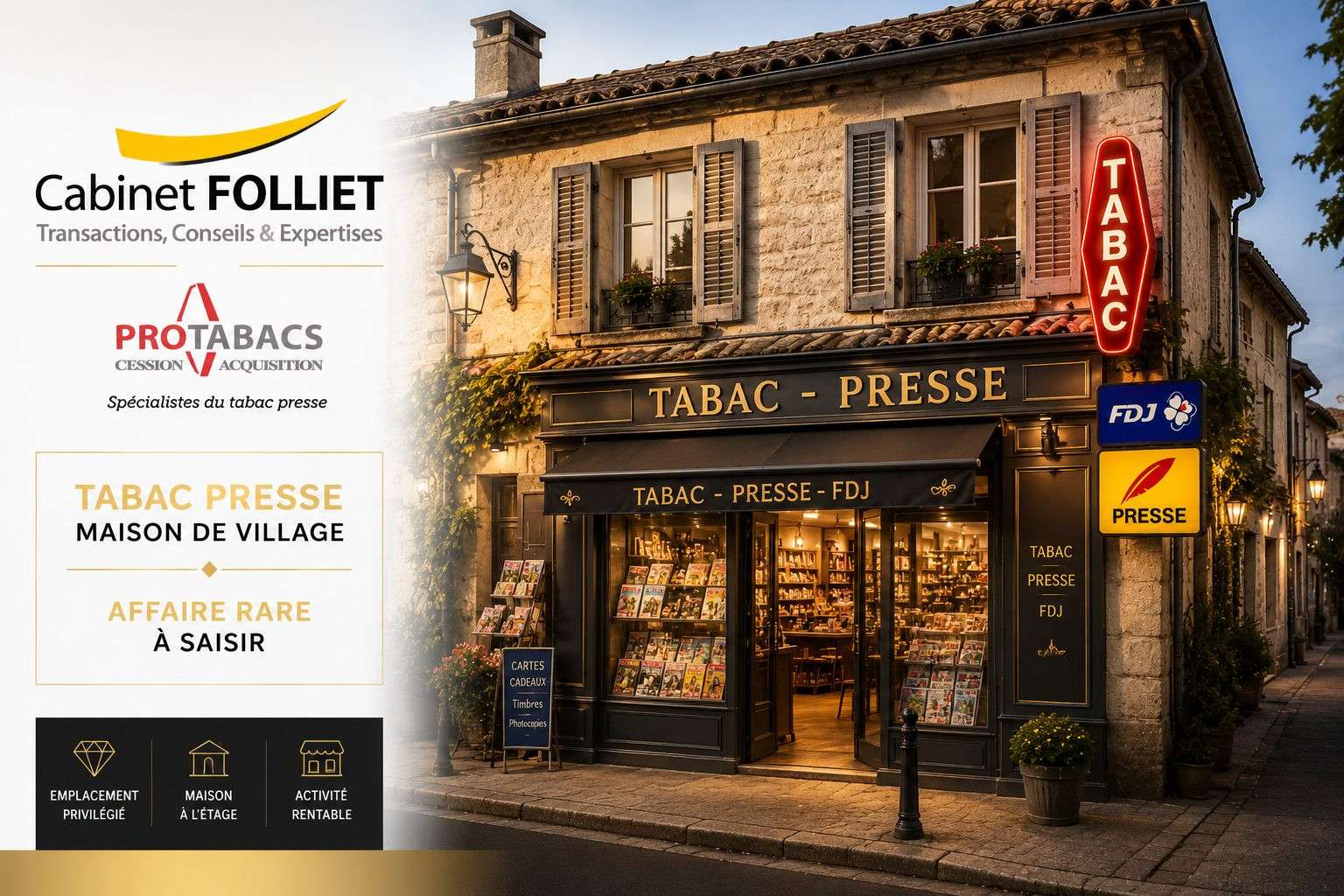 FDC tabac à vendre en centre village Nord Cahors