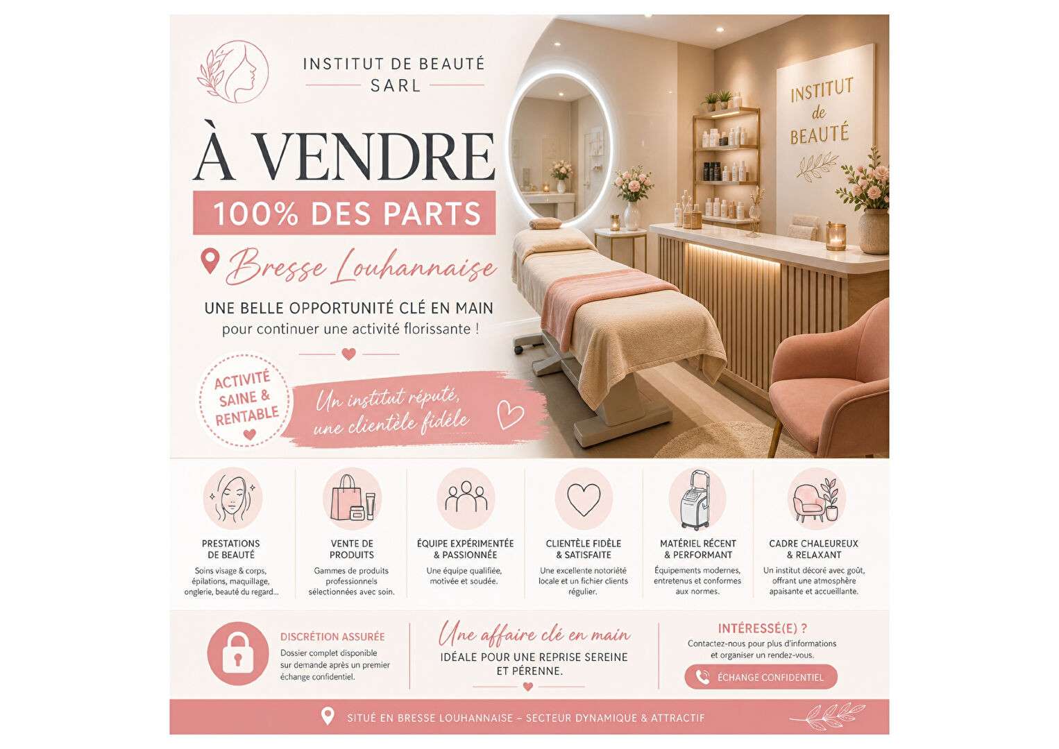 Vends institut de beauté en Bresse Louhannaise