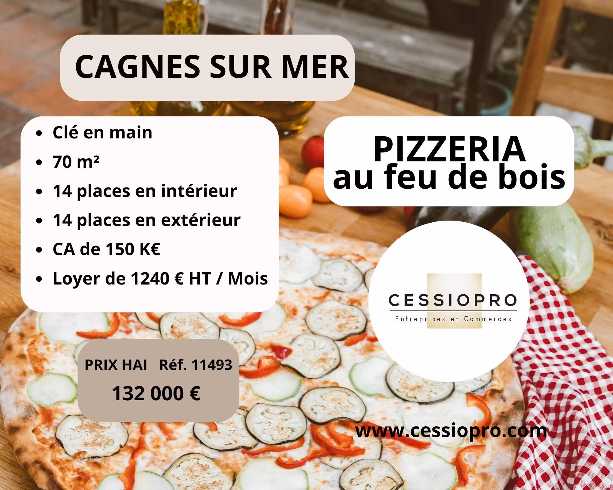 AV pizzeria au feu de bois clé en main Cagnes/Mer