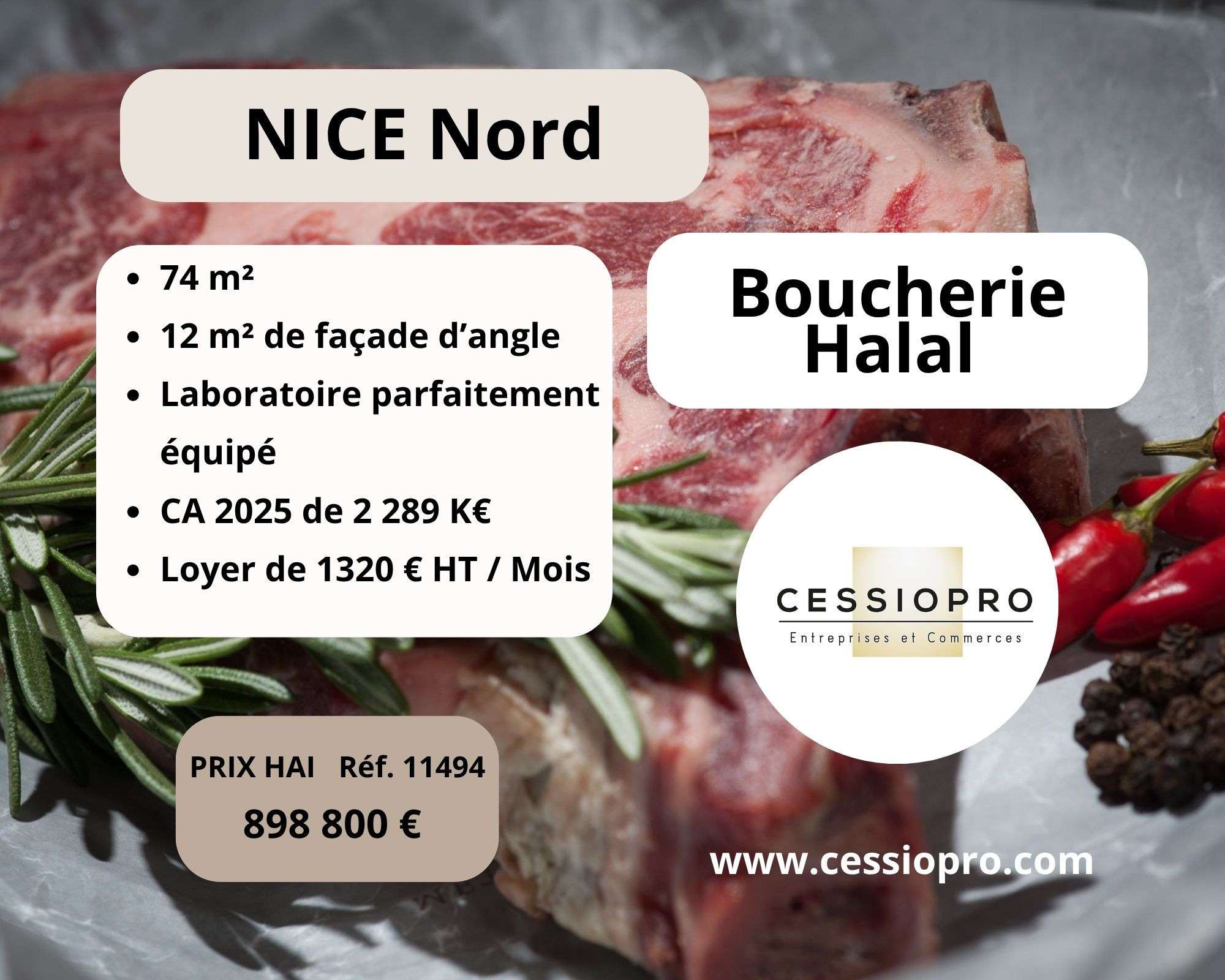 AV boucherie halal d'angle 2 millions € de CA Nice