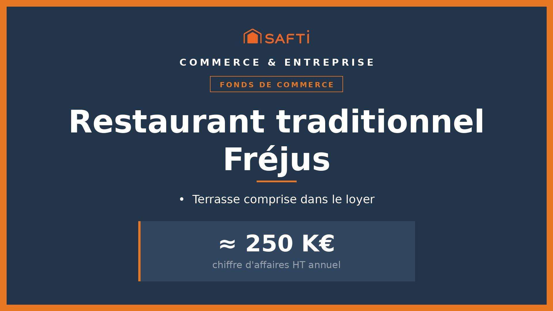 Vente restaurant terrasse de 29 couverts à Fréjus
