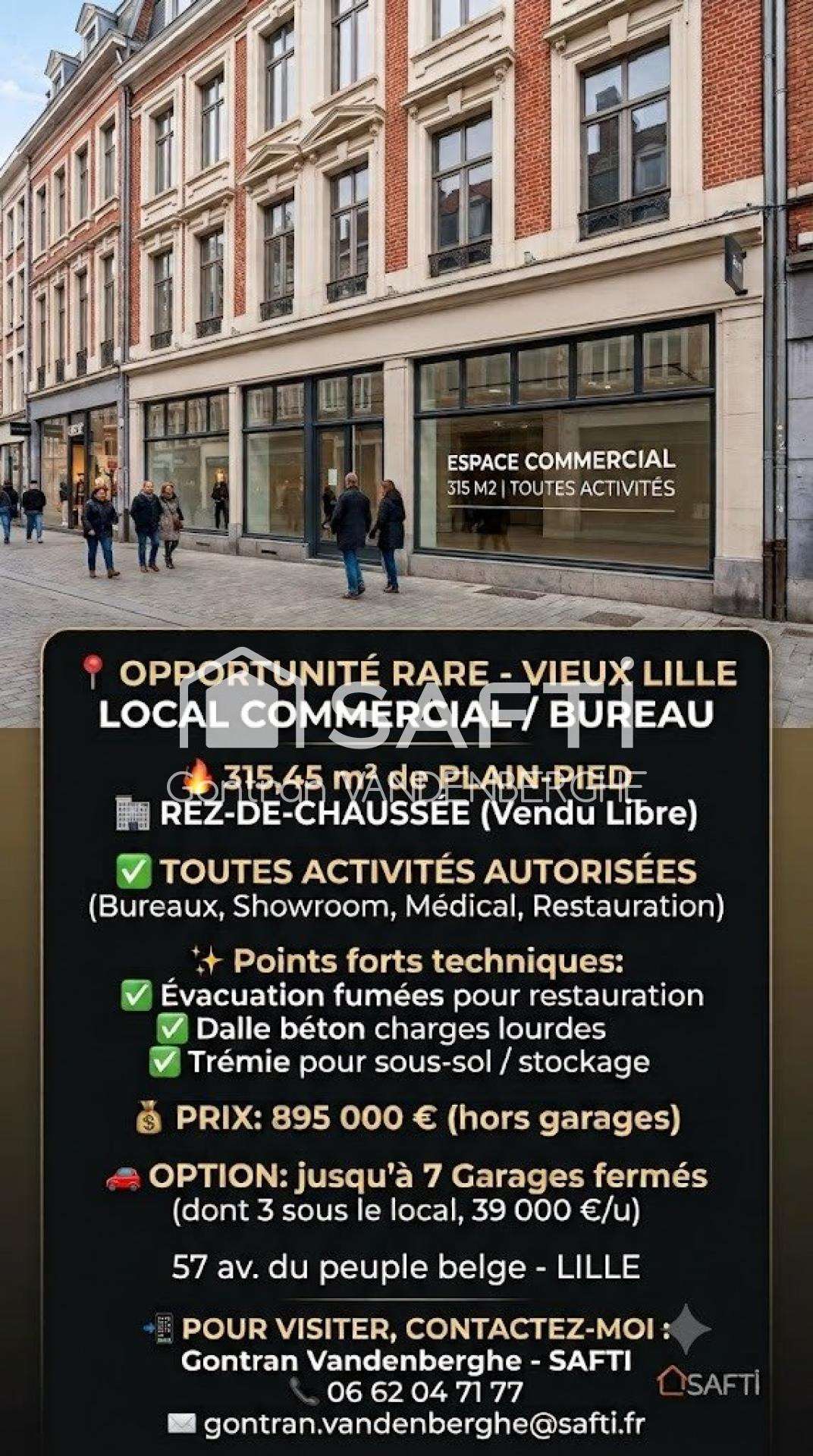 Local d'exception / bureaux 315m² Vieux Lille