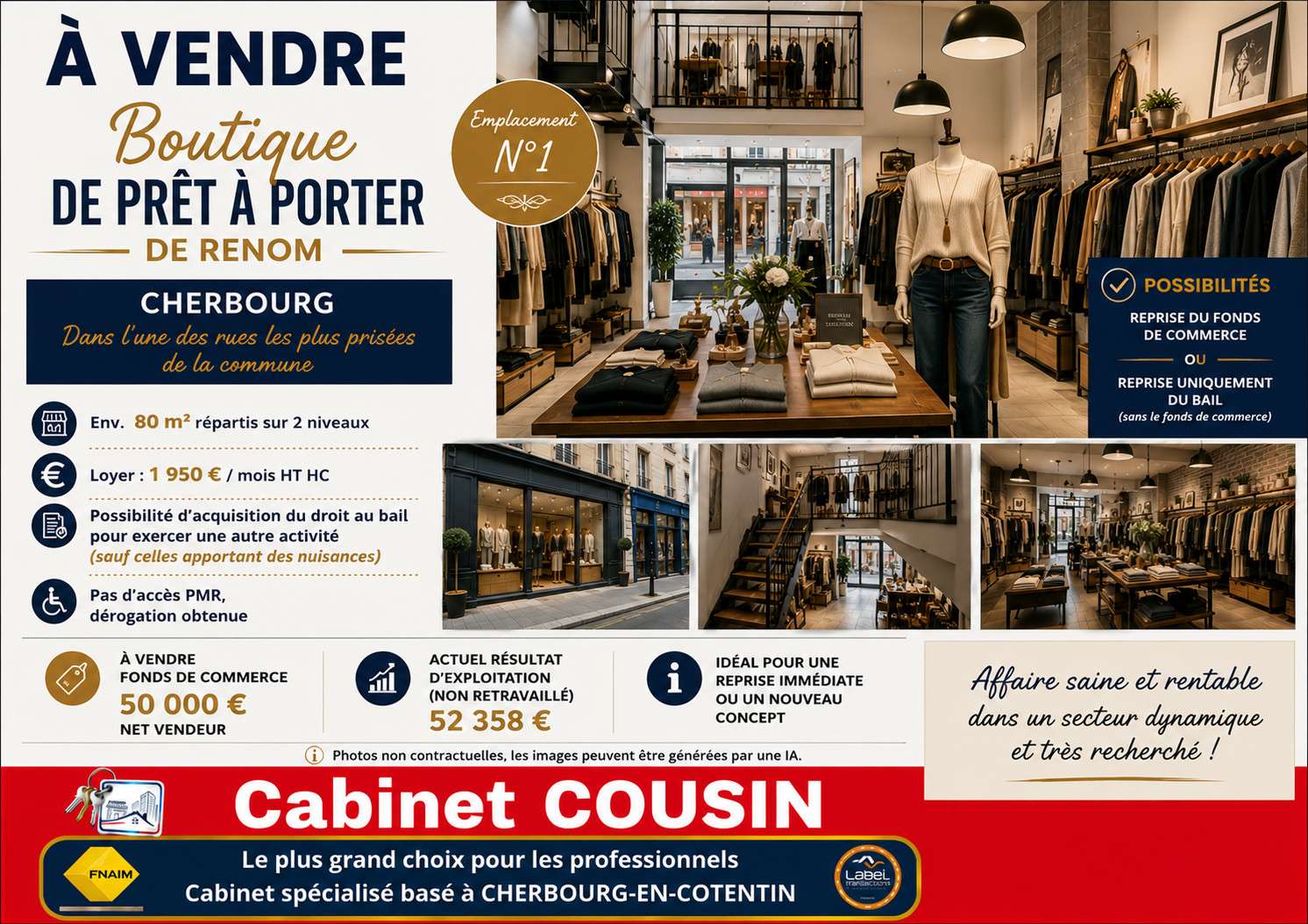 Vente boutique de prêt à porter de renom Cherbourg