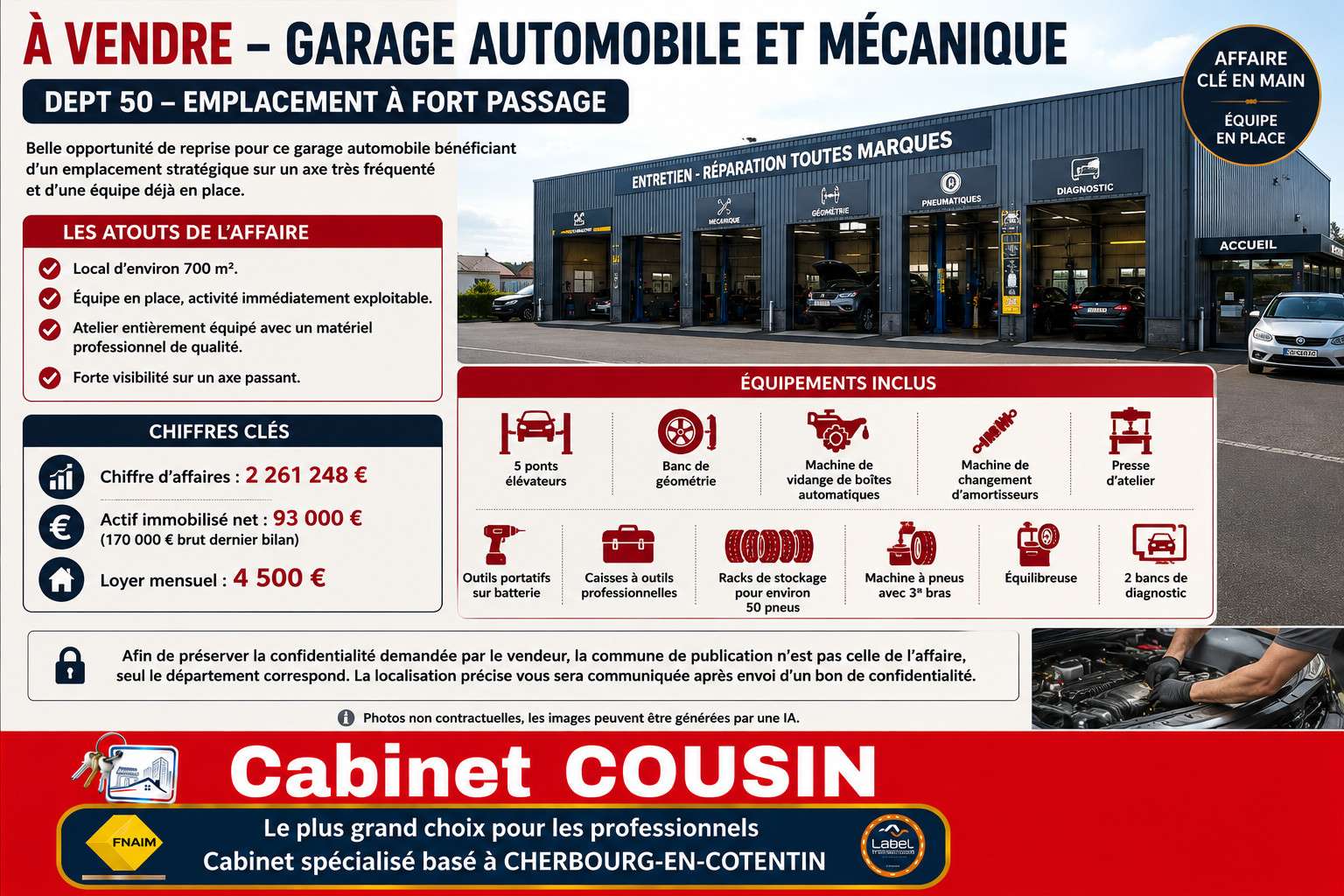 Vente garage automobile carosserie à Carentan