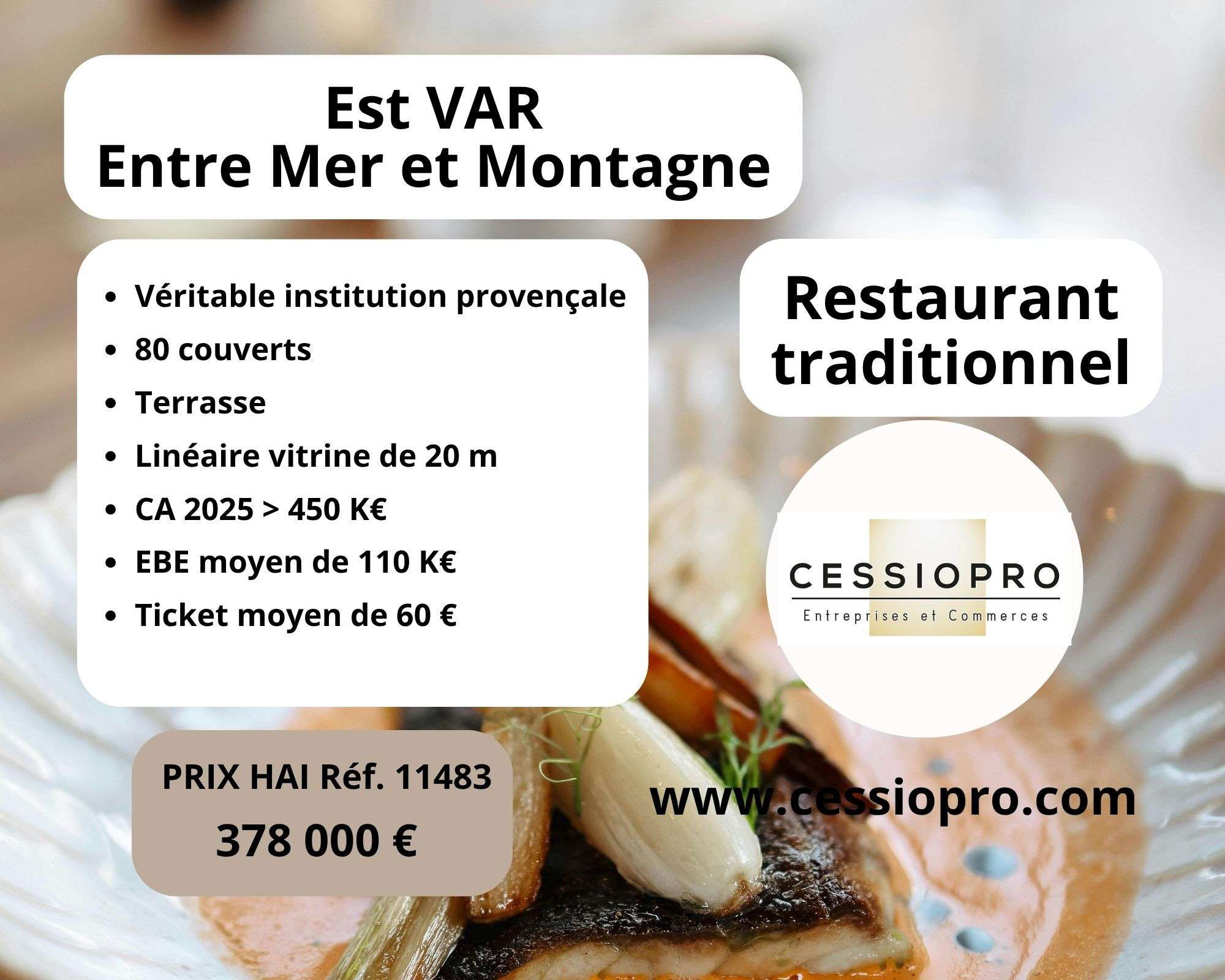 Vente restaurant traditionnel de renommée Seillans