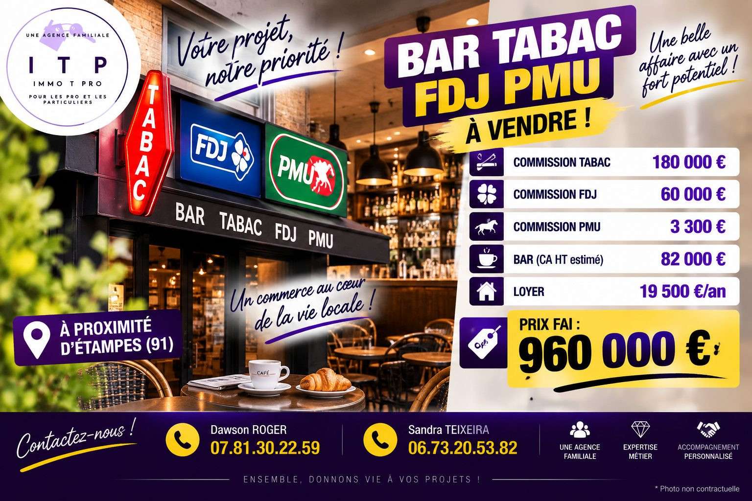 Magnifique bar tabac FDJ PMU dans belle ville 91
