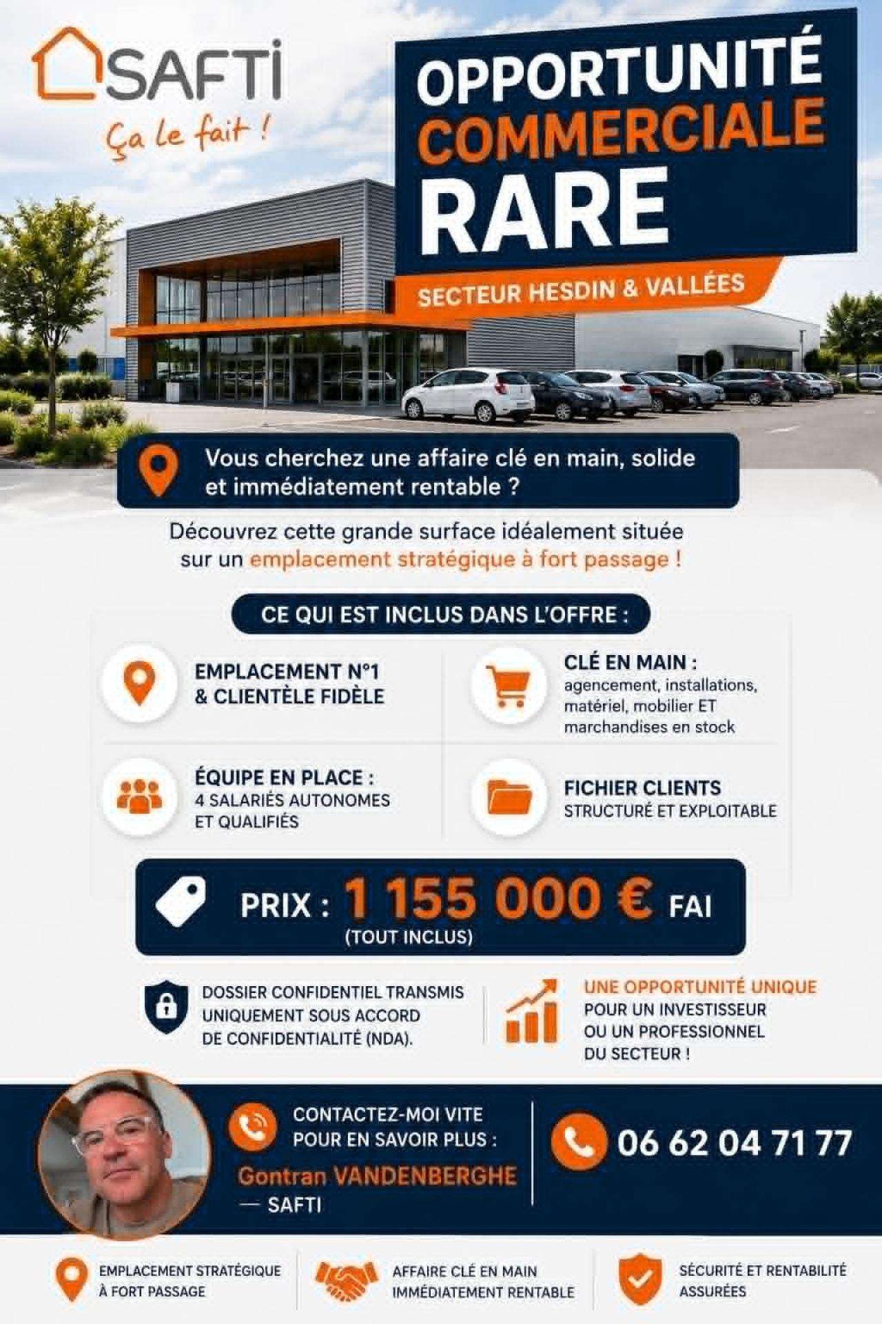 Vente murs et fonds clé en main à Hesdin