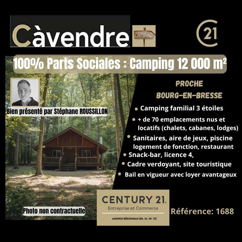 Vente 100% des titres d'un camping 3 *** dept Ain