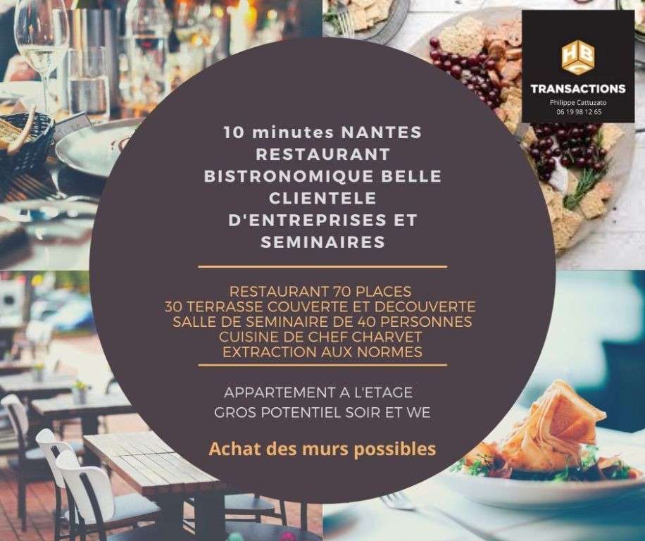 Vente murs et fonds restaurant à 10 mn de Nantes