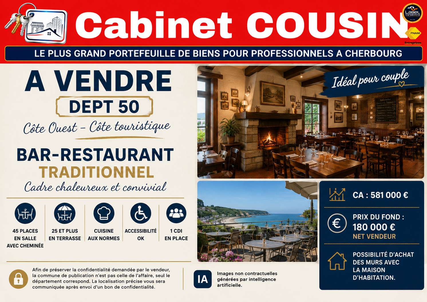 Vente bar restaurant côte touristique de la Manche
