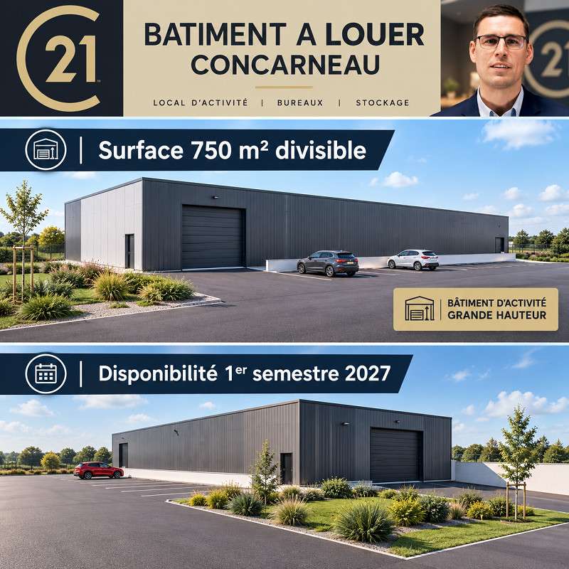 A louer bâtiment d'activité de 750m² à Concarneau
