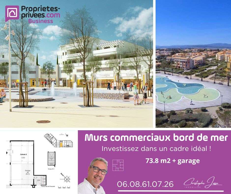 Murs commerciaux 74m² avec garage à Port-Leucate