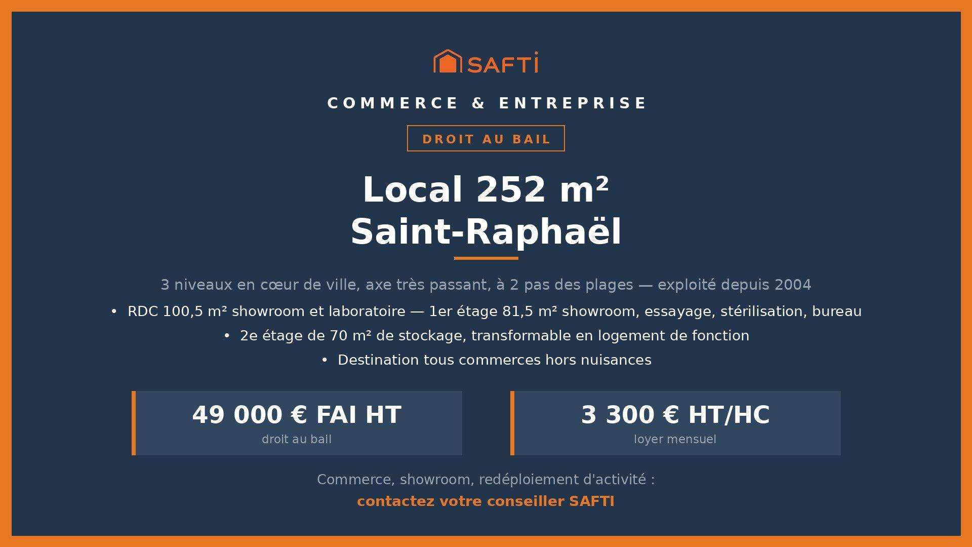 Droit au bail 252m² en cœur de Saint-Raphaël