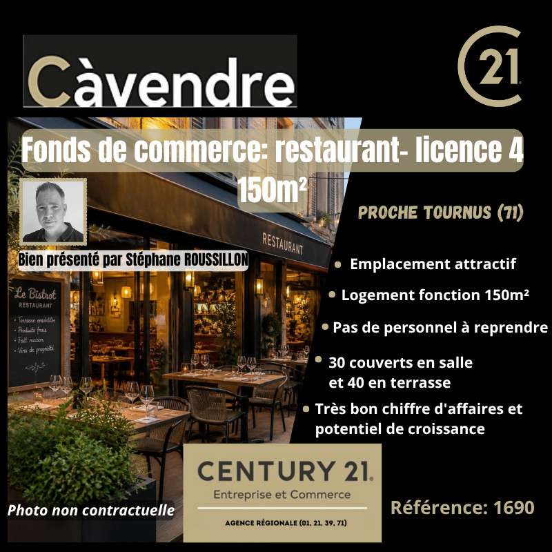 Vente restaurant 300m² clé en main proche Tournus