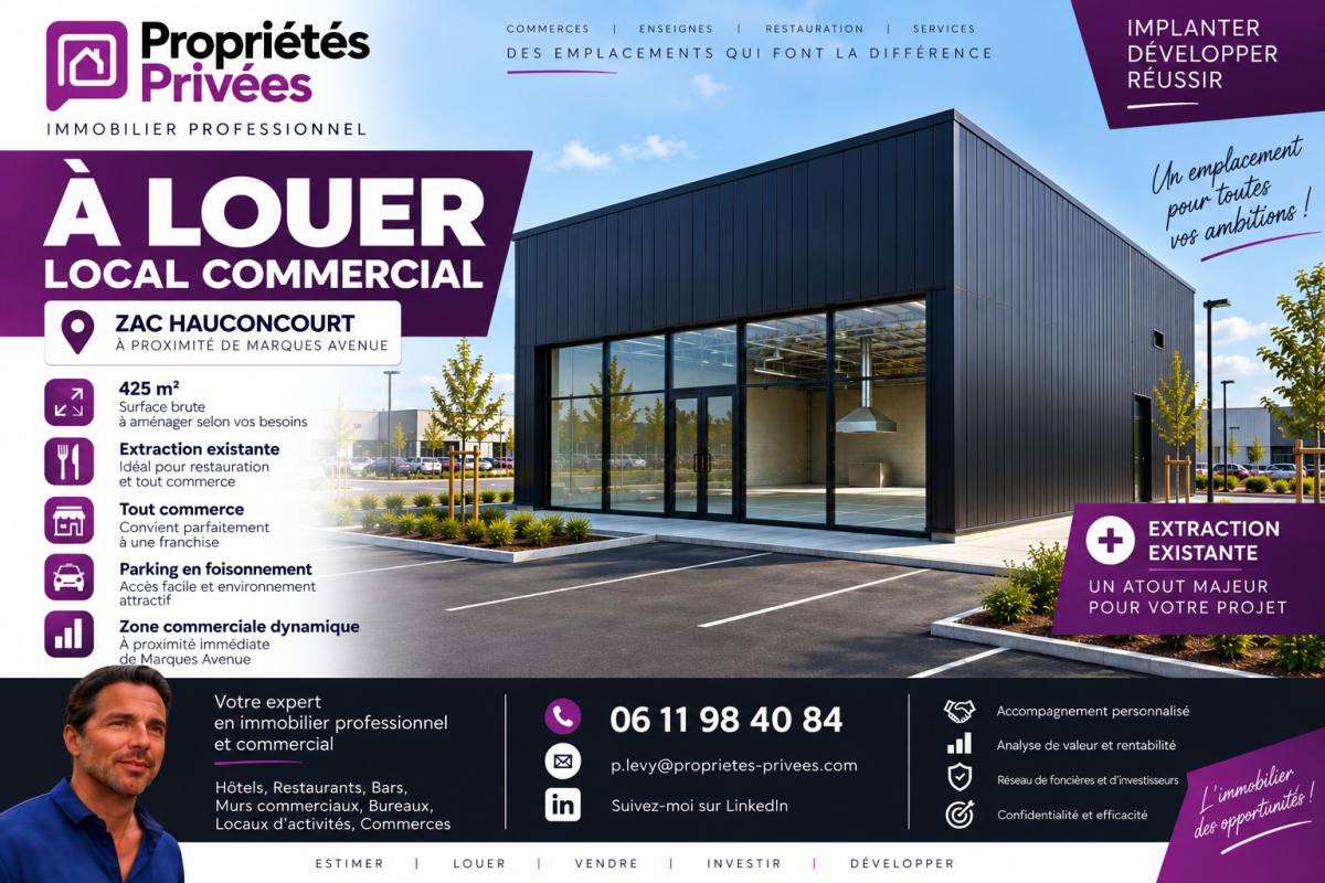 A louer local commercial 425m² en zc à Hauconcourt