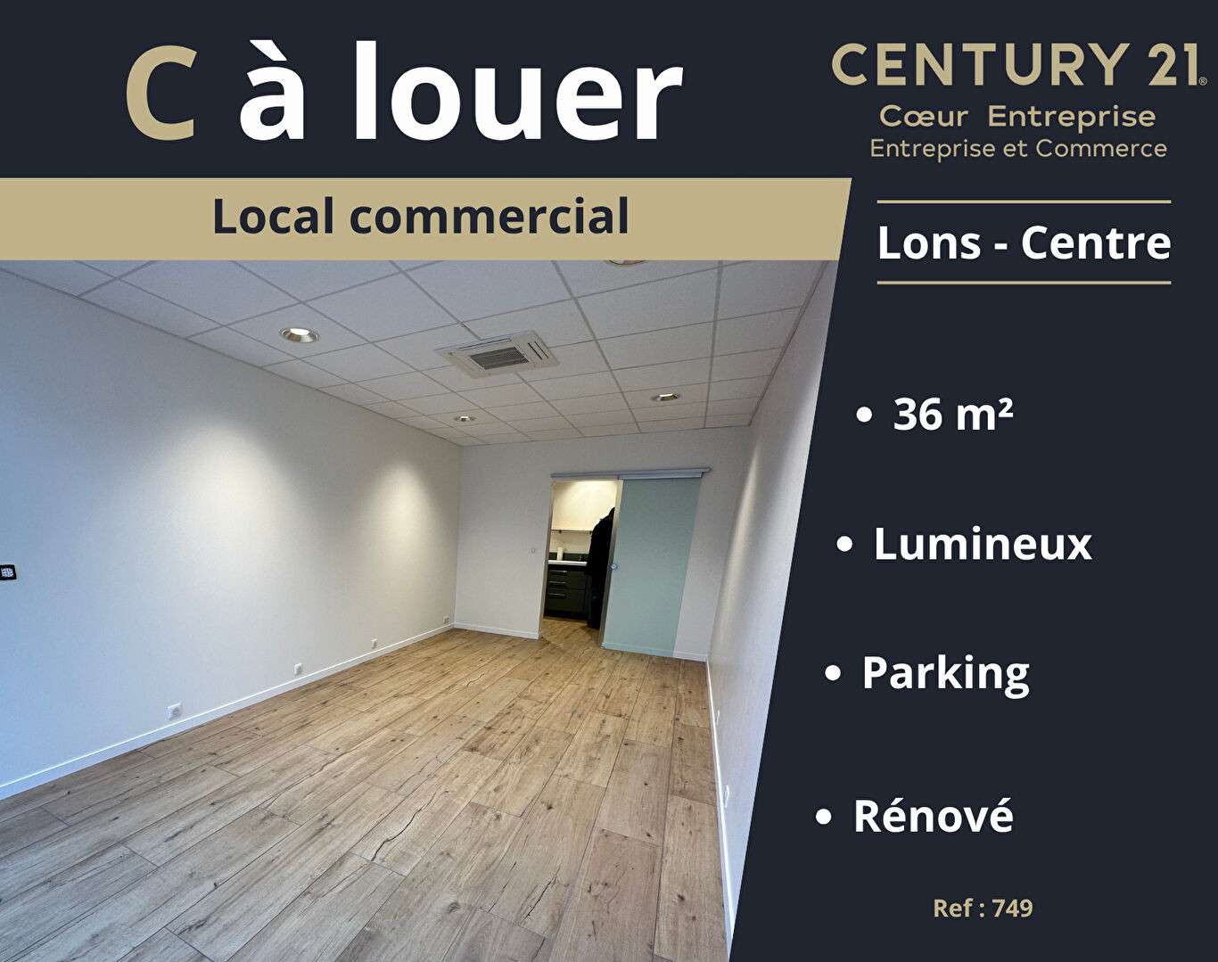 A louer local commercial de 36m² à Lons le Saunier