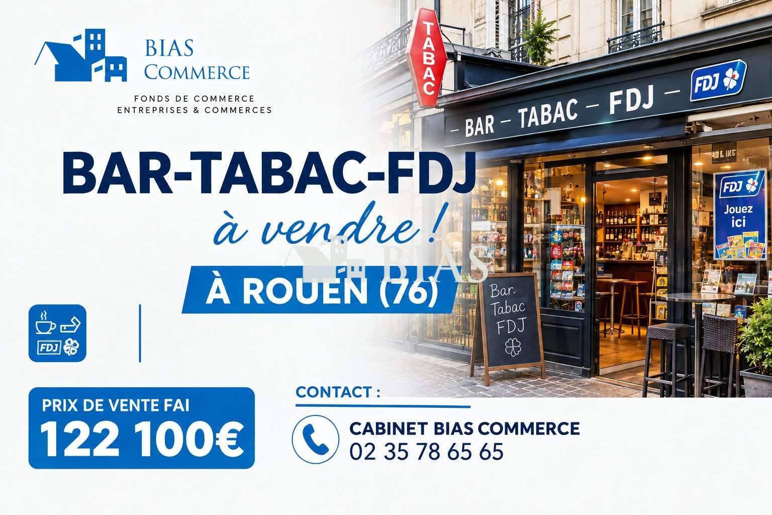 Vente bar tabac FDJ en métropole de Rouen