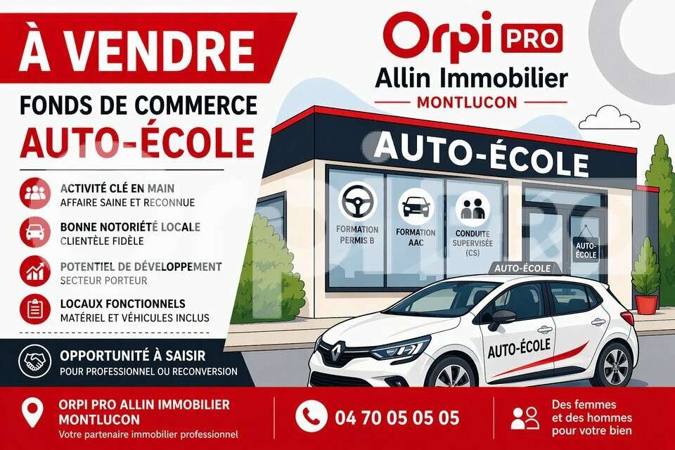 À vendre FDC Auto-École clé en main à Montluçon