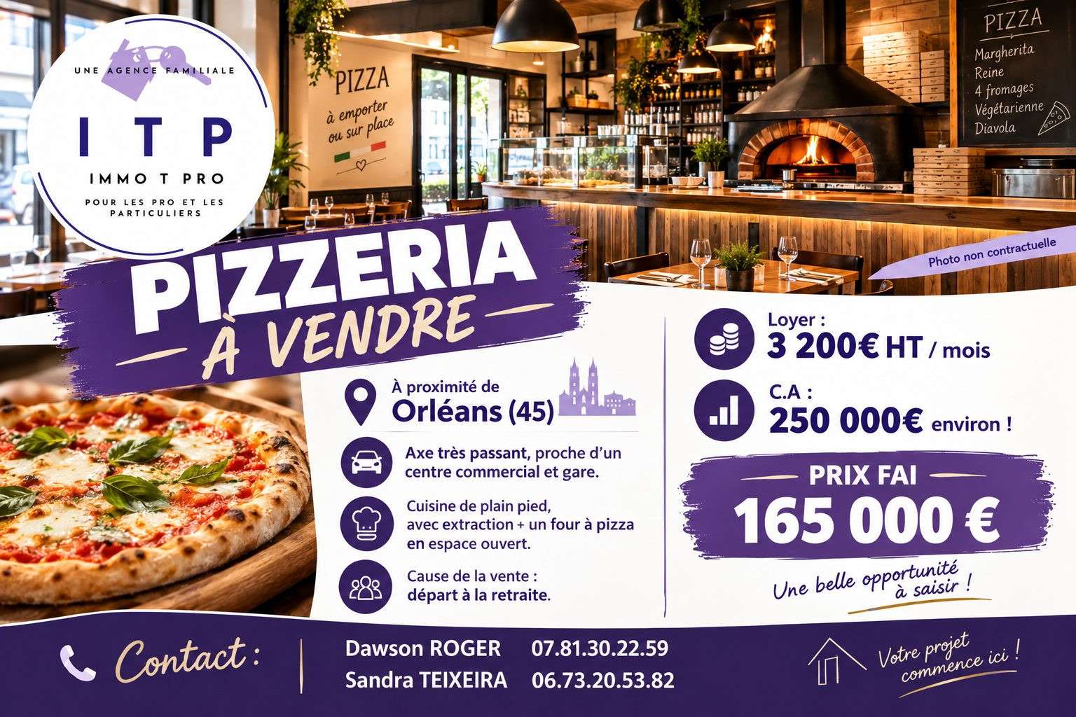 Vente belle pizzeria très grande ville du Loiret