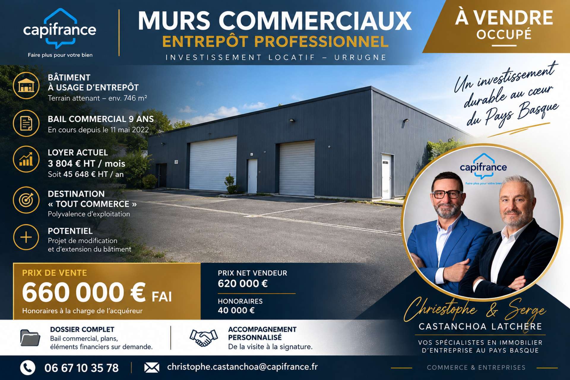 Vente murs commerciaux loués à Urrugne