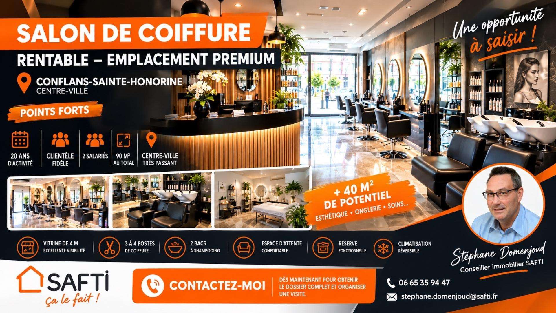 Vente salon coiffure centre Conflans Ste Honorine