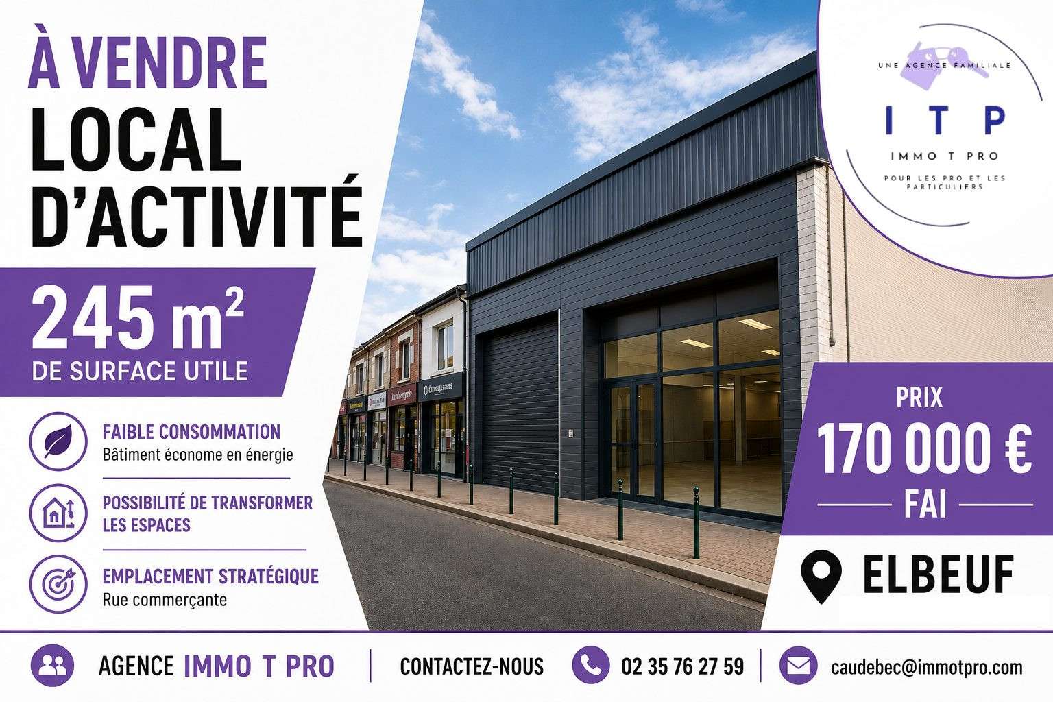 Cède local d'activité 245m² Saint-Aubin-lès-Elbeuf