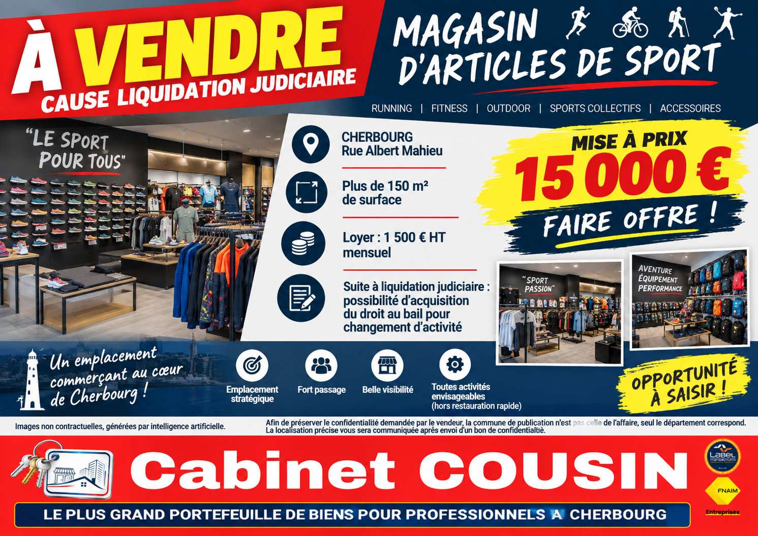 Vente FDC articles de sports accessoires Cherbourg