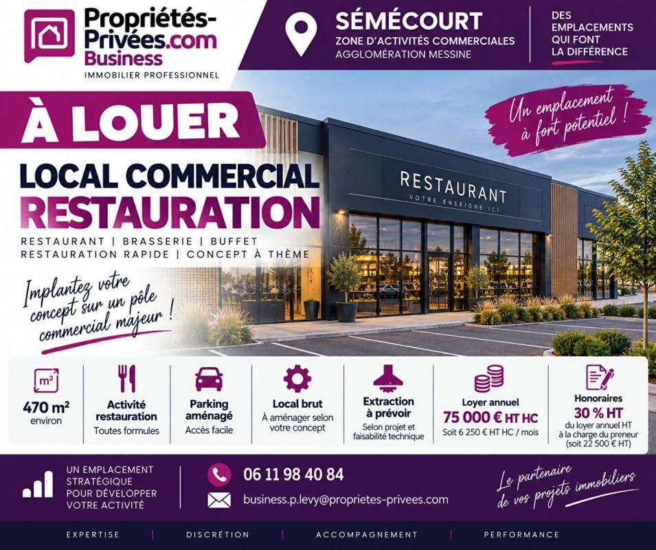 A louer local restauration de 470m² za Semecourt