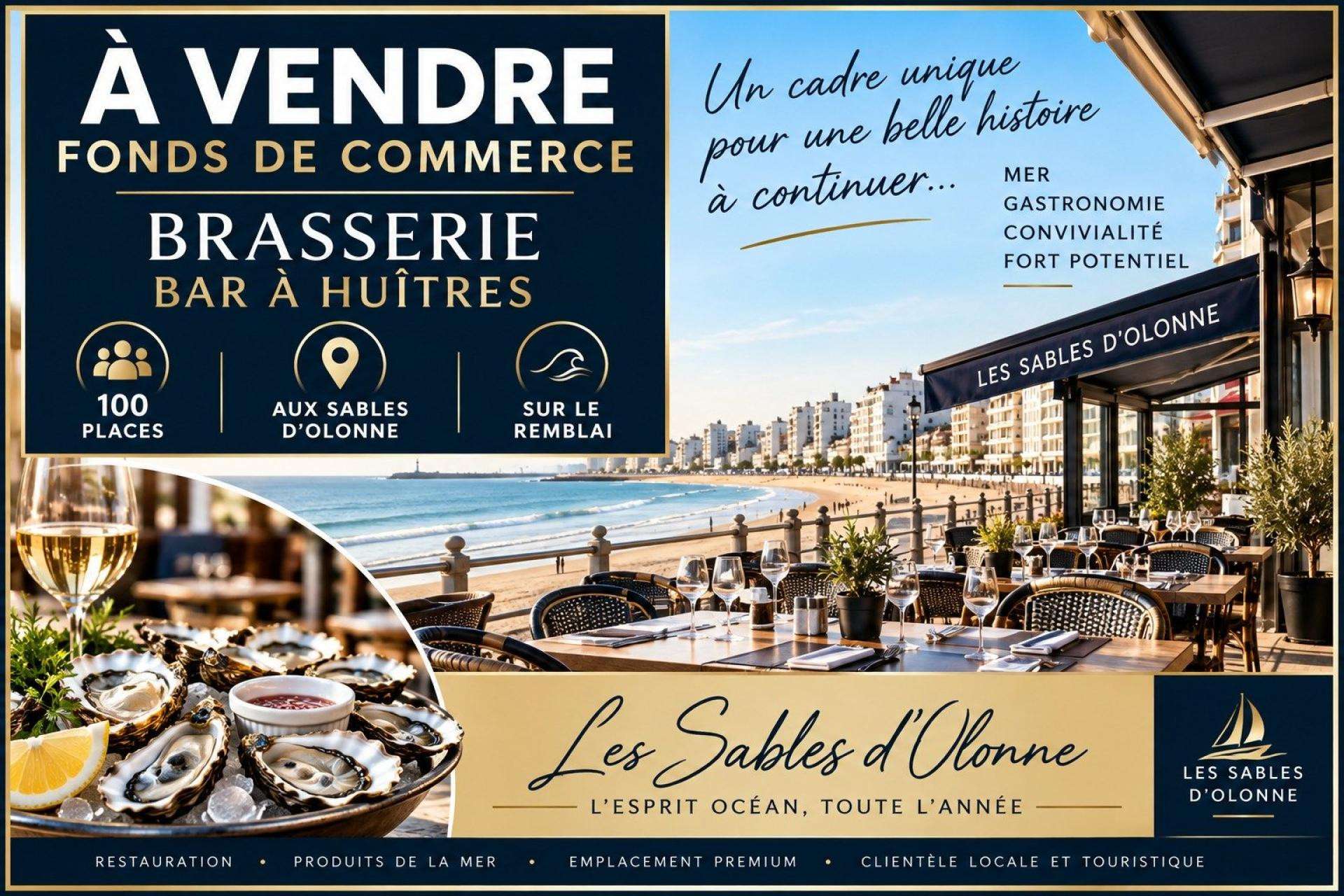 Vente brasserie bar à huitres aux Sables d'Olonne
