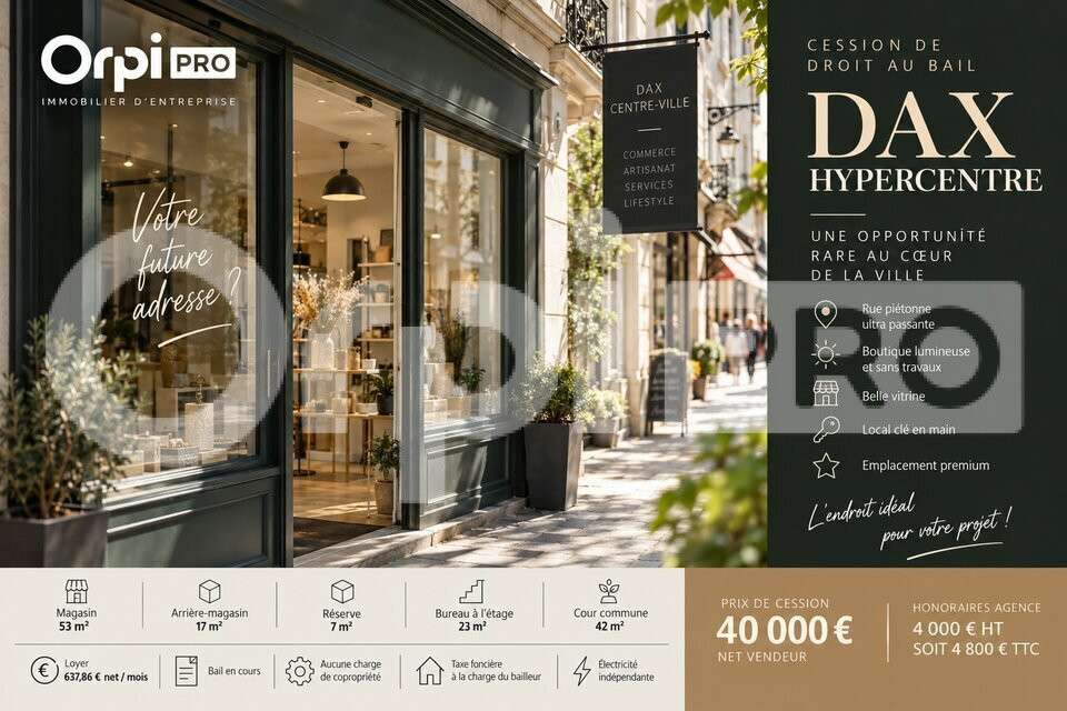 Cession bail boutique 105m² à Dax hypercentre