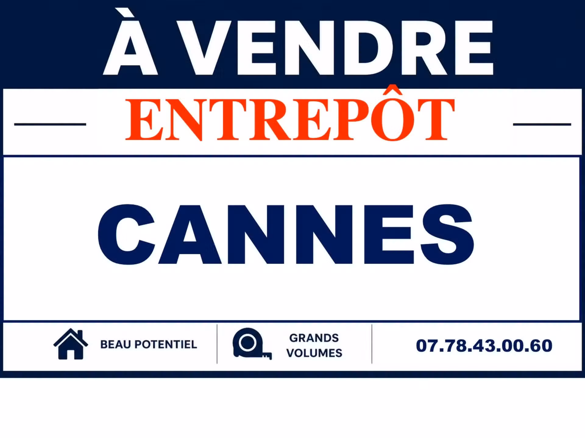Entrepôt 1200m² à vendre sur Cannes
