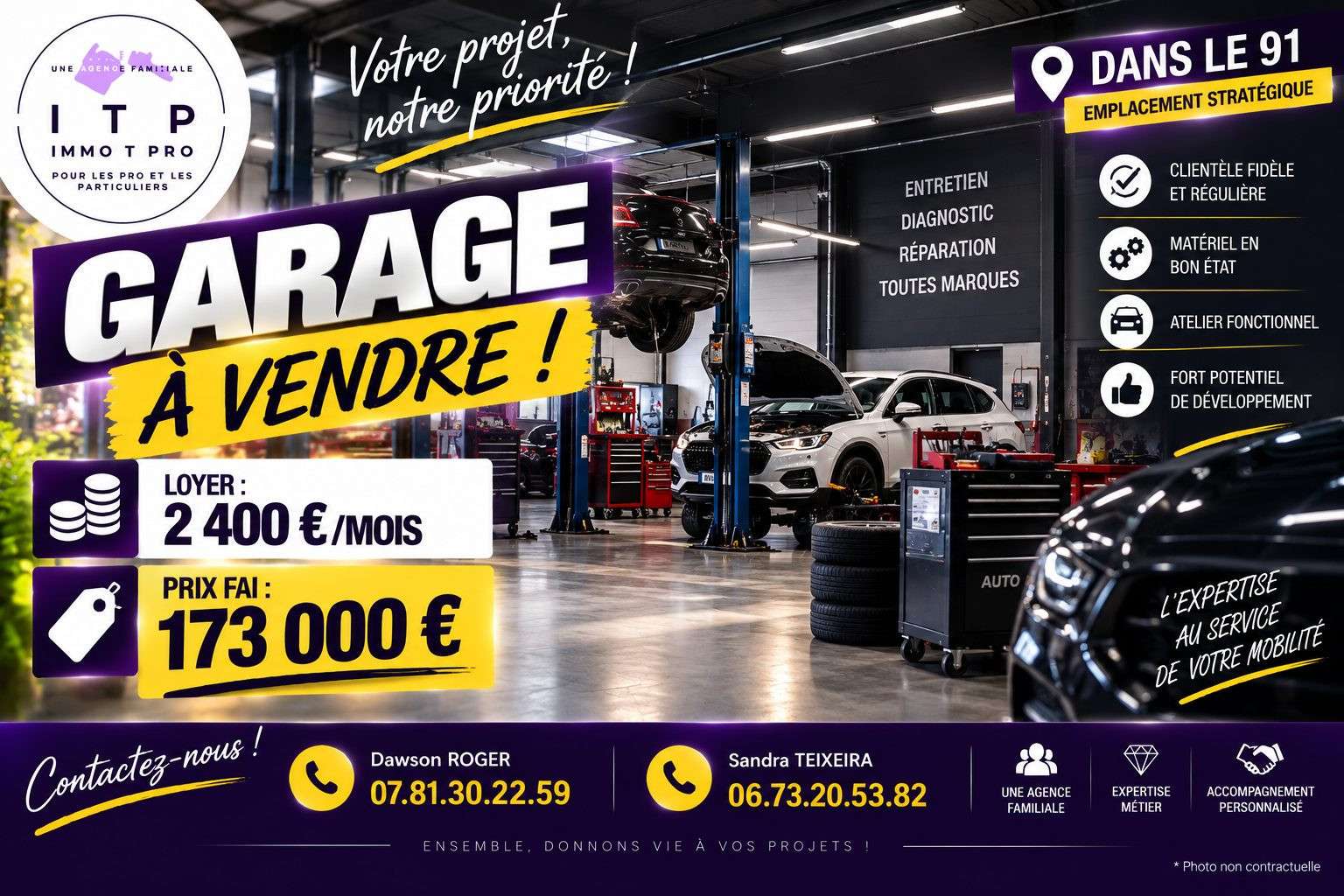 Vente beau garage automobile en péri d'Athis-Mons