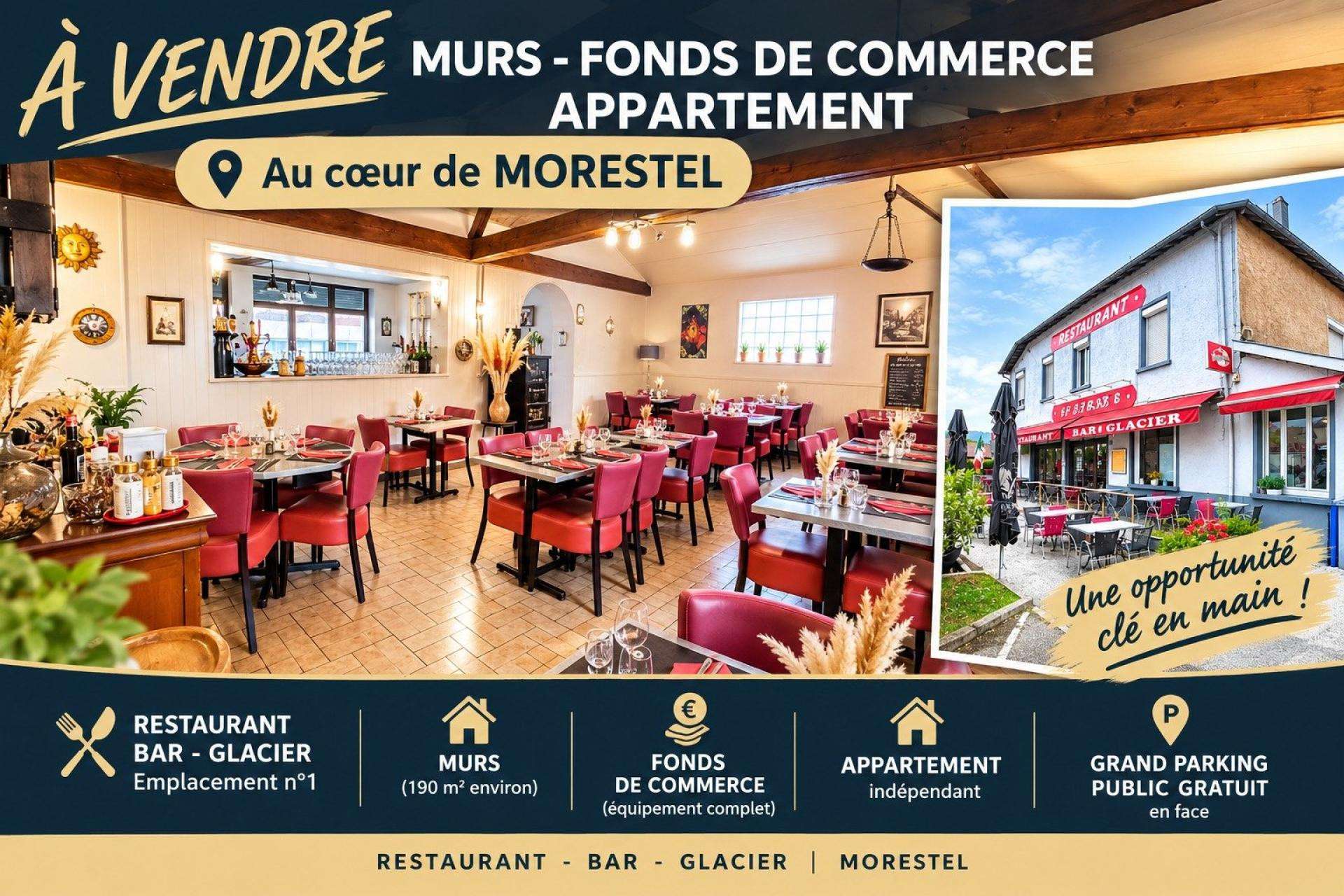 AV murs FDC logement restaurant à Morestel centre