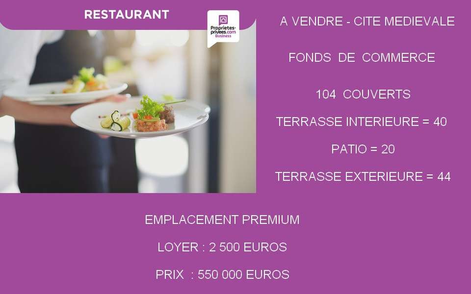 Vente restaurant 100 couverts à Carcassonne 11000