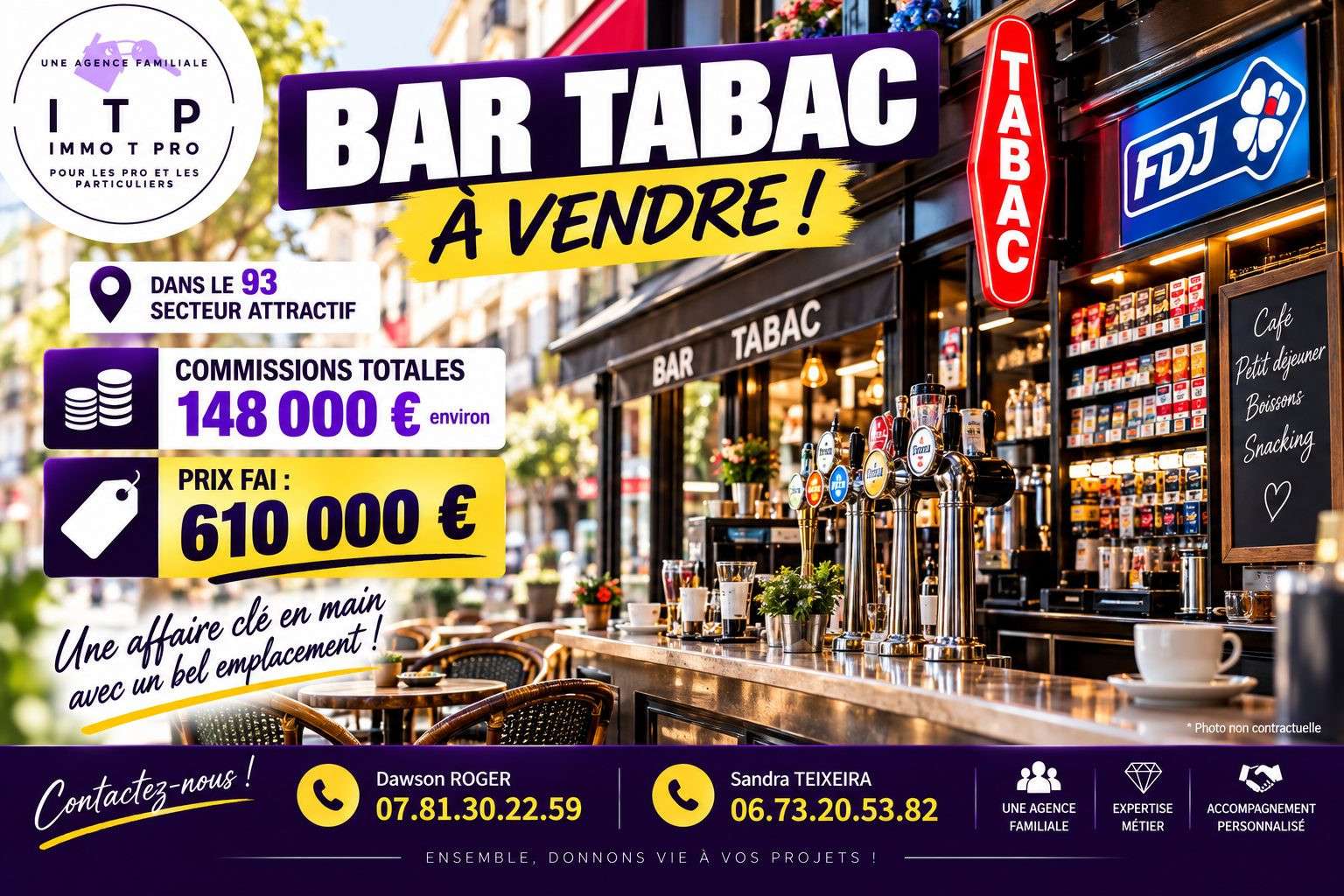 Vente bar tabac FDJ ville recherchée du 93 