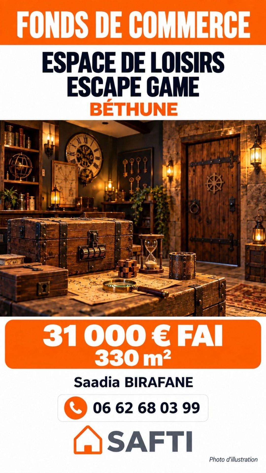 Cession FDC escape game loisirs 330m² Béthune