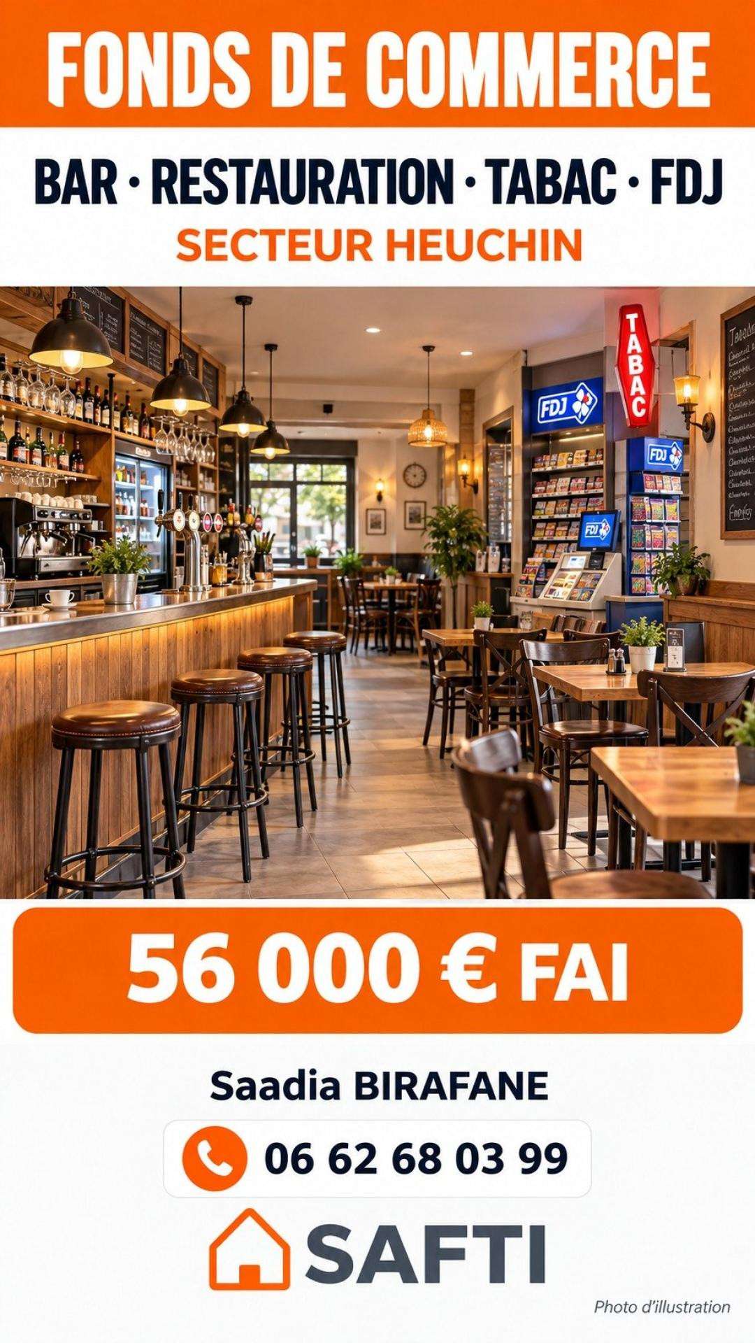 Vente bar restauration tabac FDJ secteur d’Heuchin