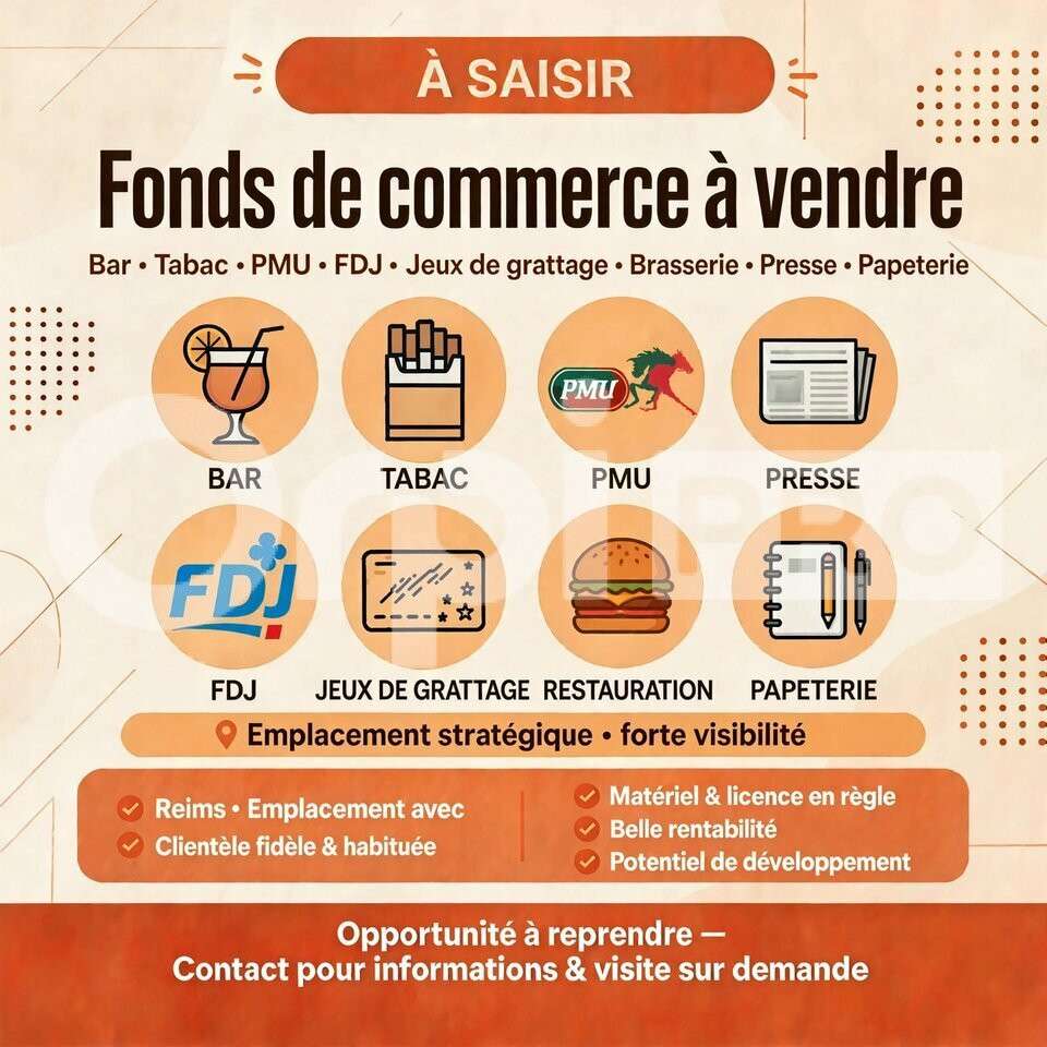 Bar tabac presse loto PMU loto à vendre à Reims