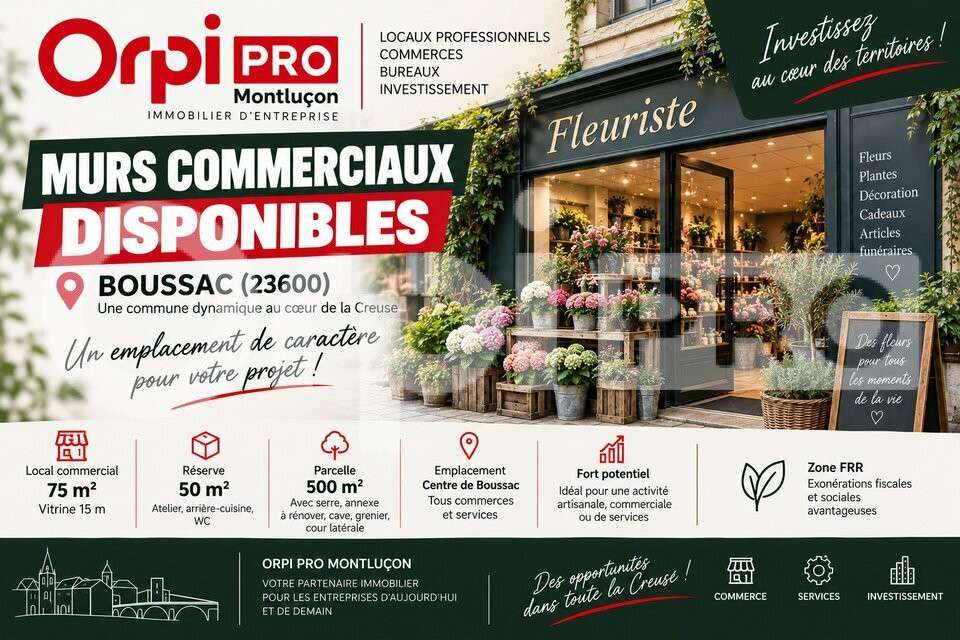 Local commercial 75m² à vendre à Boussac Zone FRR