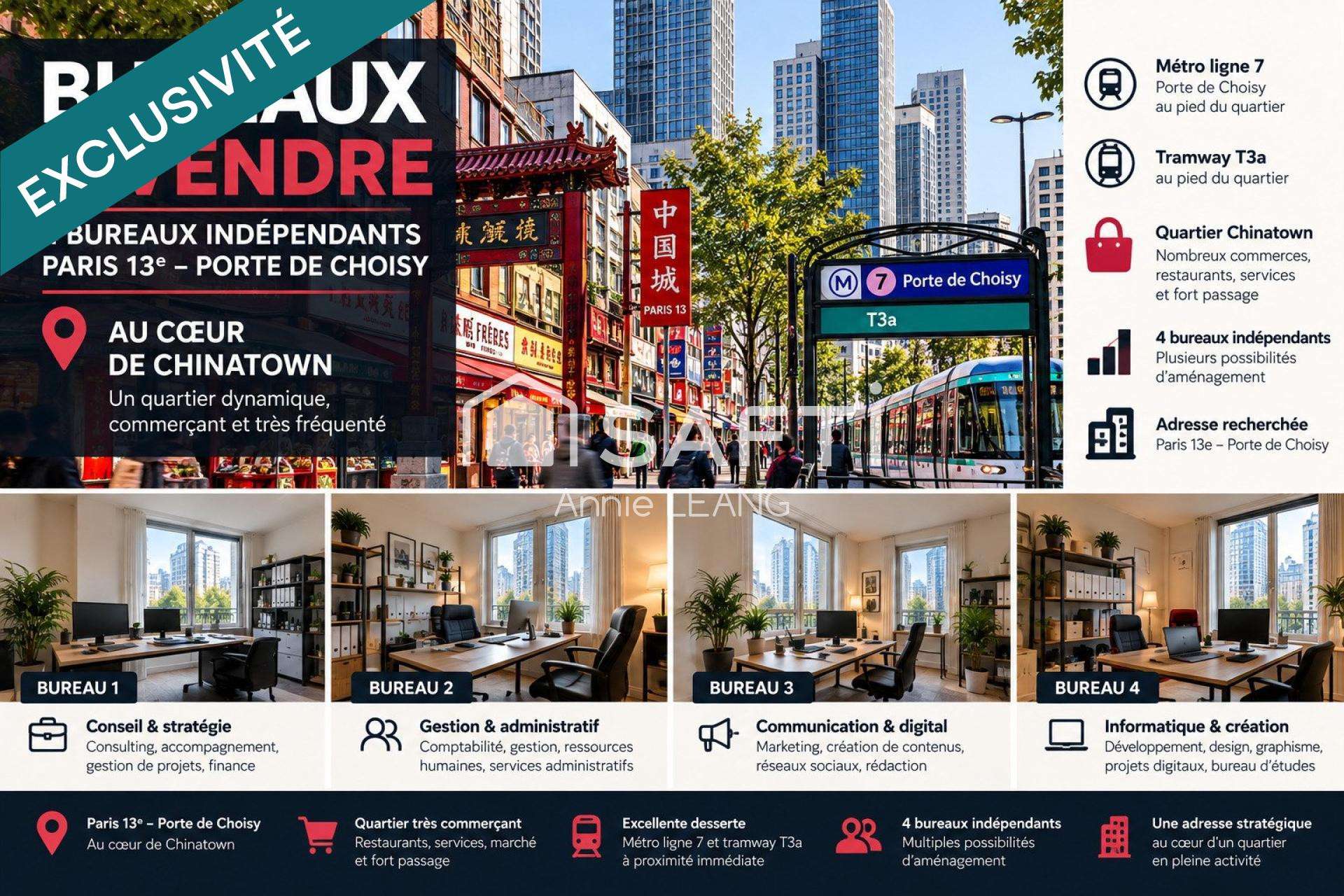 4 bureaux à vendre à Paris 13e, Porte de Choisy 