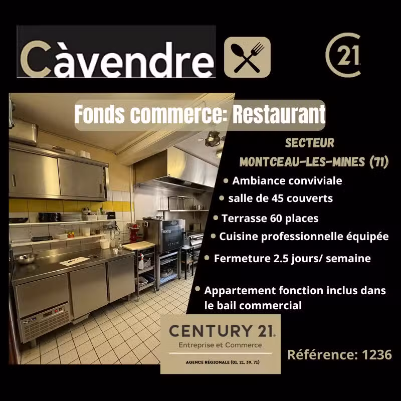 Restaurant terrasse à vendre à Montceau-Les-Mines