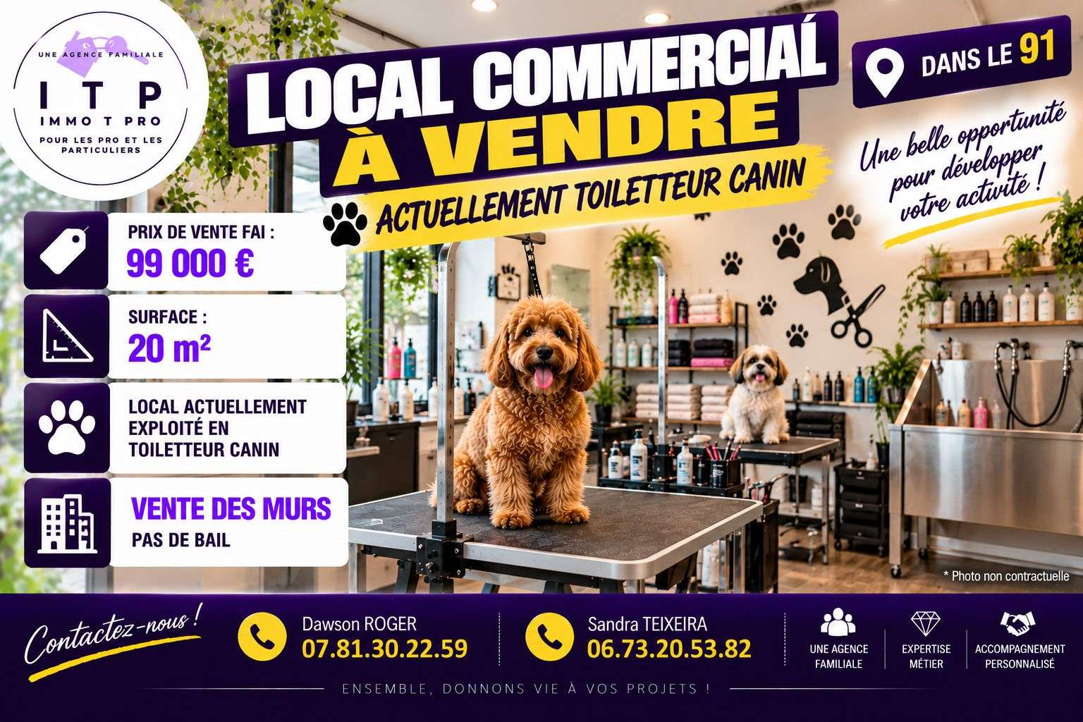 Vente murs commerciaux toilettage 19m² en Essonne