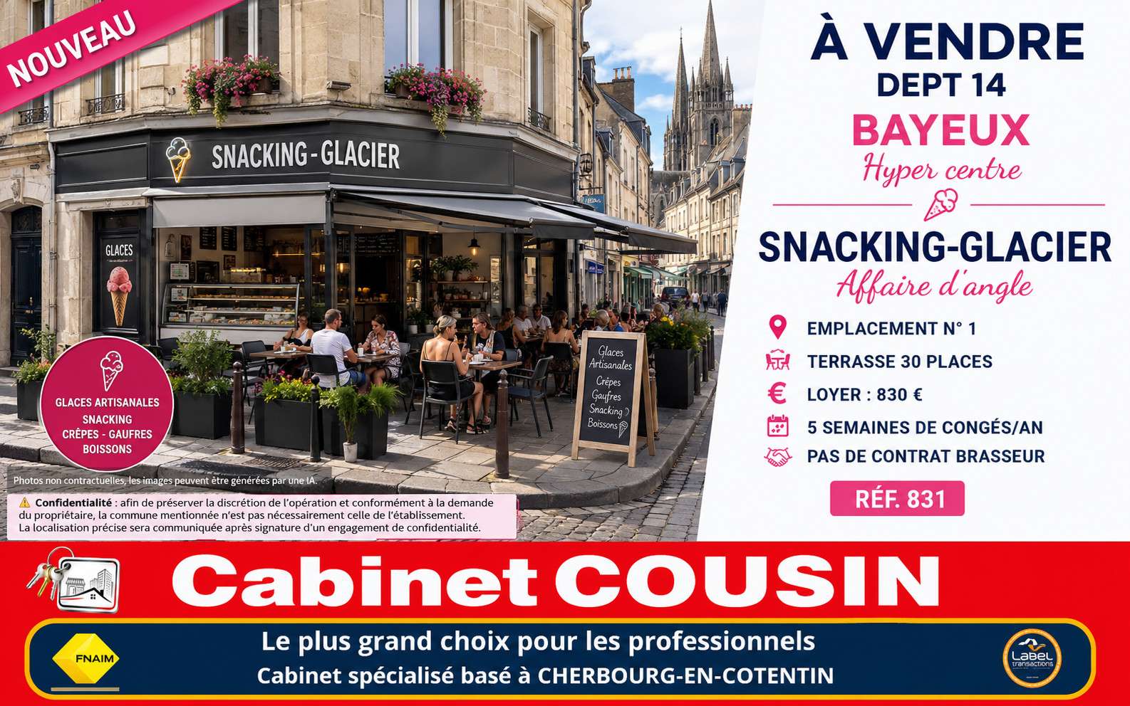 Vente FDC snacking empl N°1 hyper centre de Bayeux