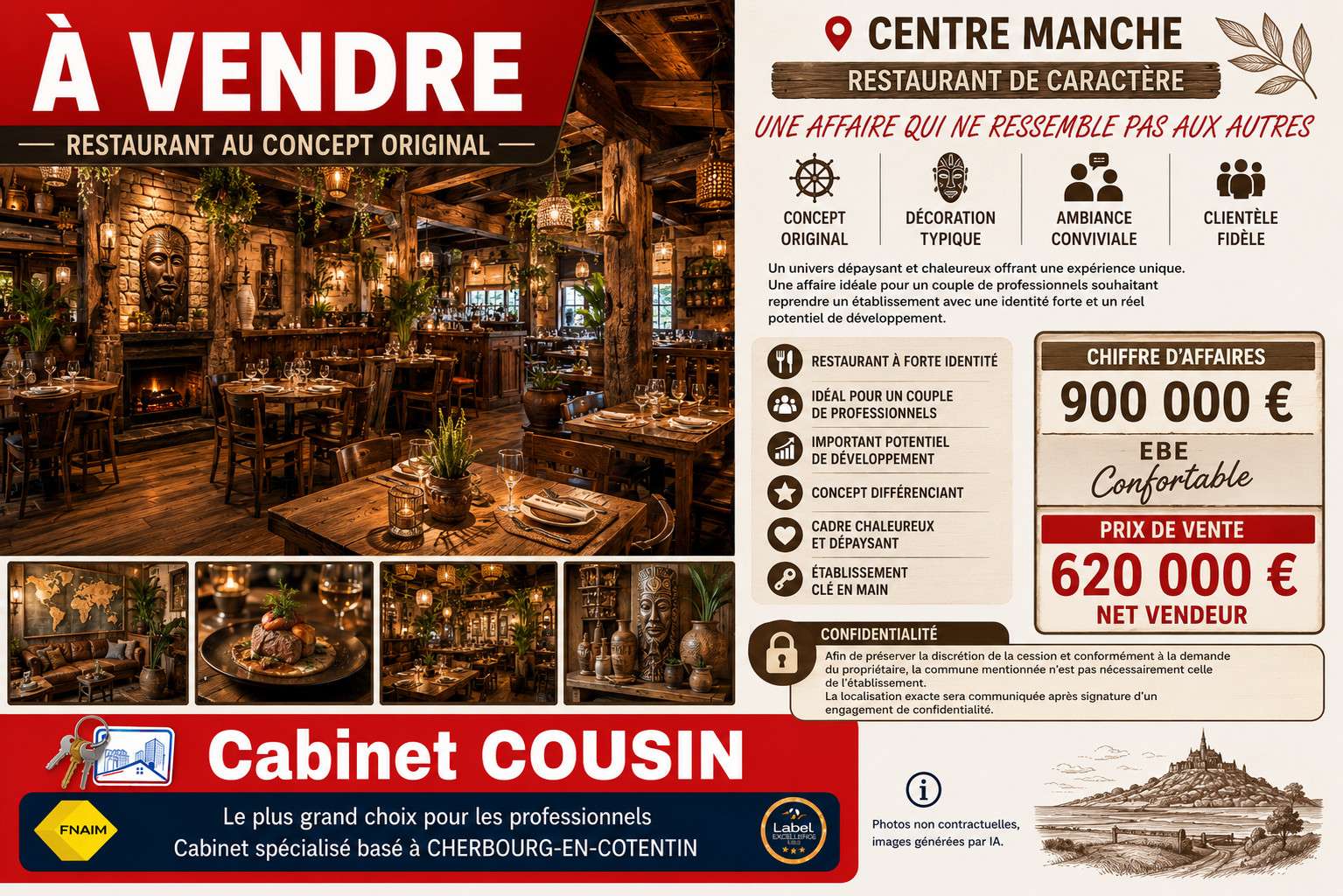 Vente restaurant concept original en Centre Manche