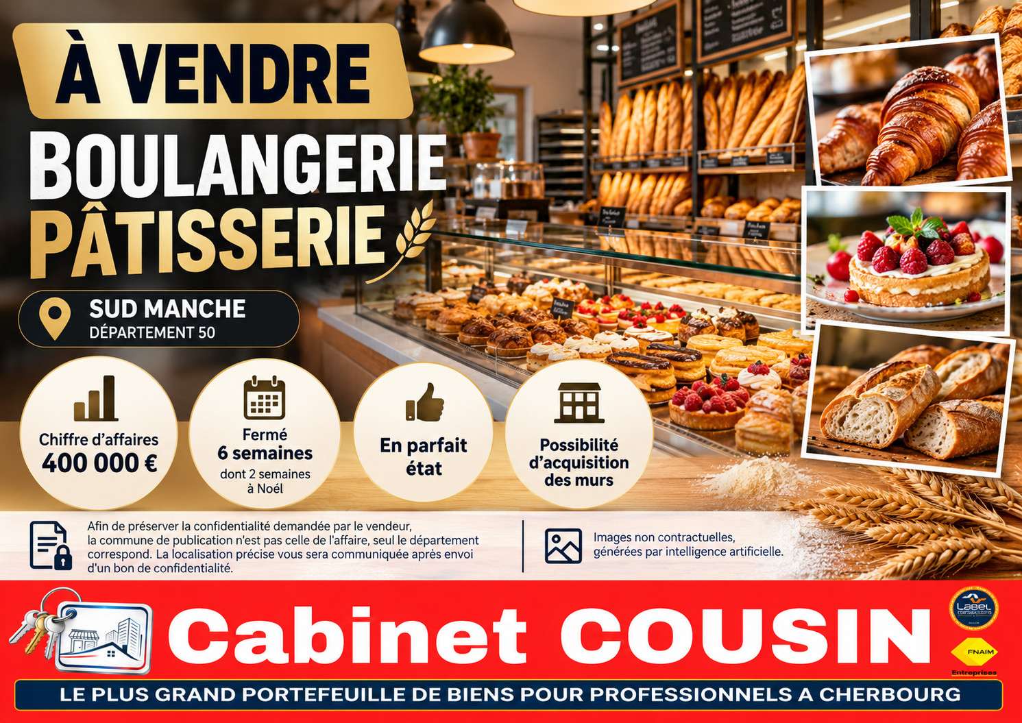 Vente boulangerie pâtisserie ville du Sud Manche