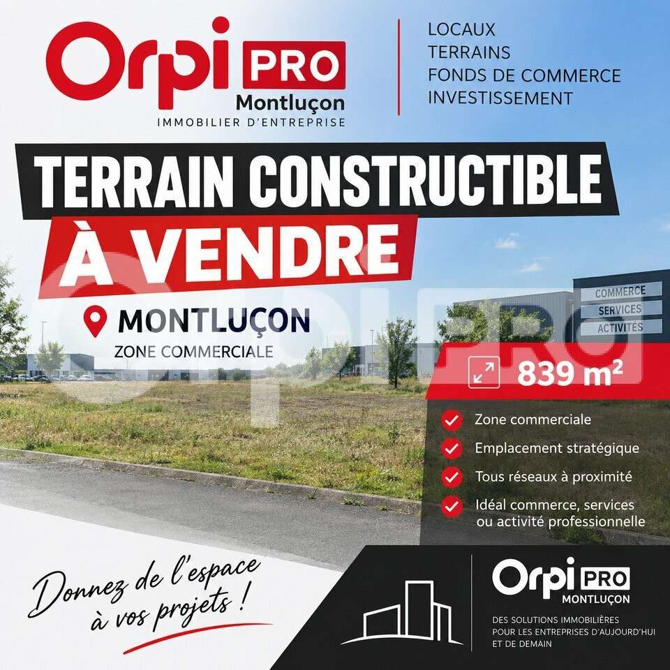 Terrain 839m² à vendre secteur Uec1 à Montluçon