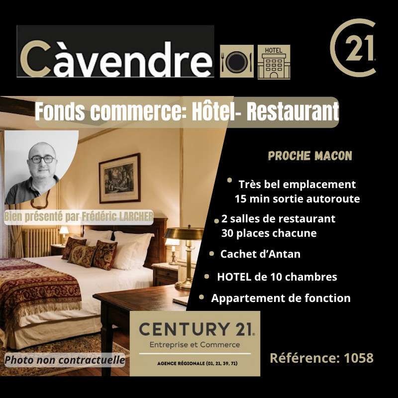 Vente hôtel restaurant très bel empl à Macon