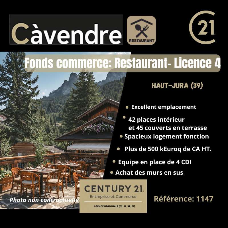 AV restaurant lic IV en zone frontalière Haut-Jura