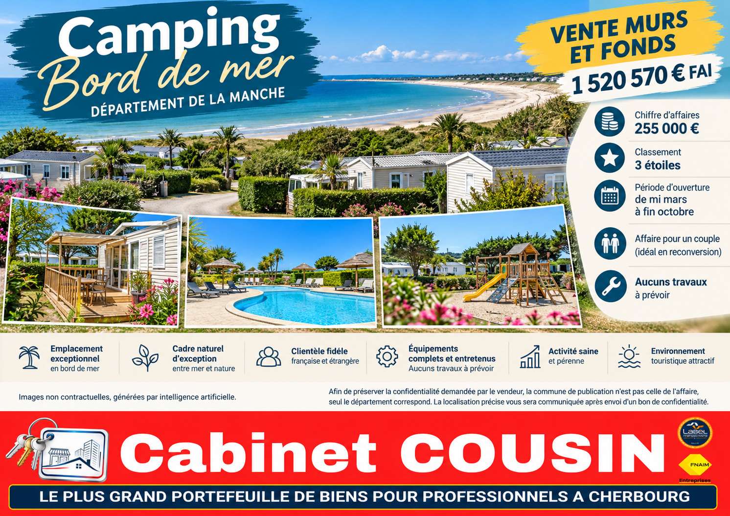 Vente camping en bord de mer dans la Manche